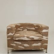 Vintage Bauhaus Club Chair Jacquard & Chrome, Fully Restored 