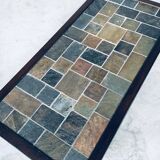 Brutalist Style Slate Tile Inlay Coffee Table, Belgium, 1970s