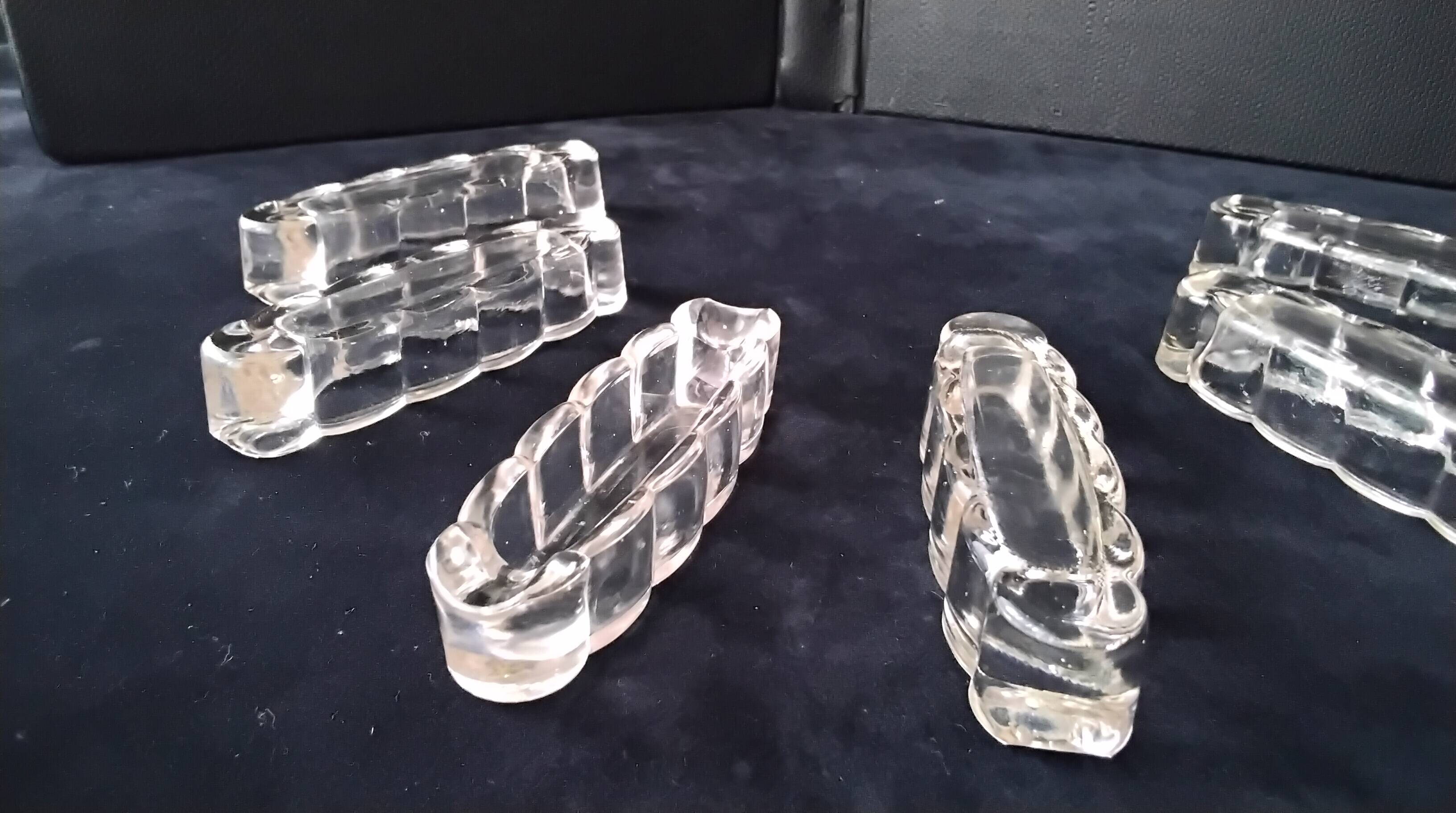 6 antique moulded glass knife rests