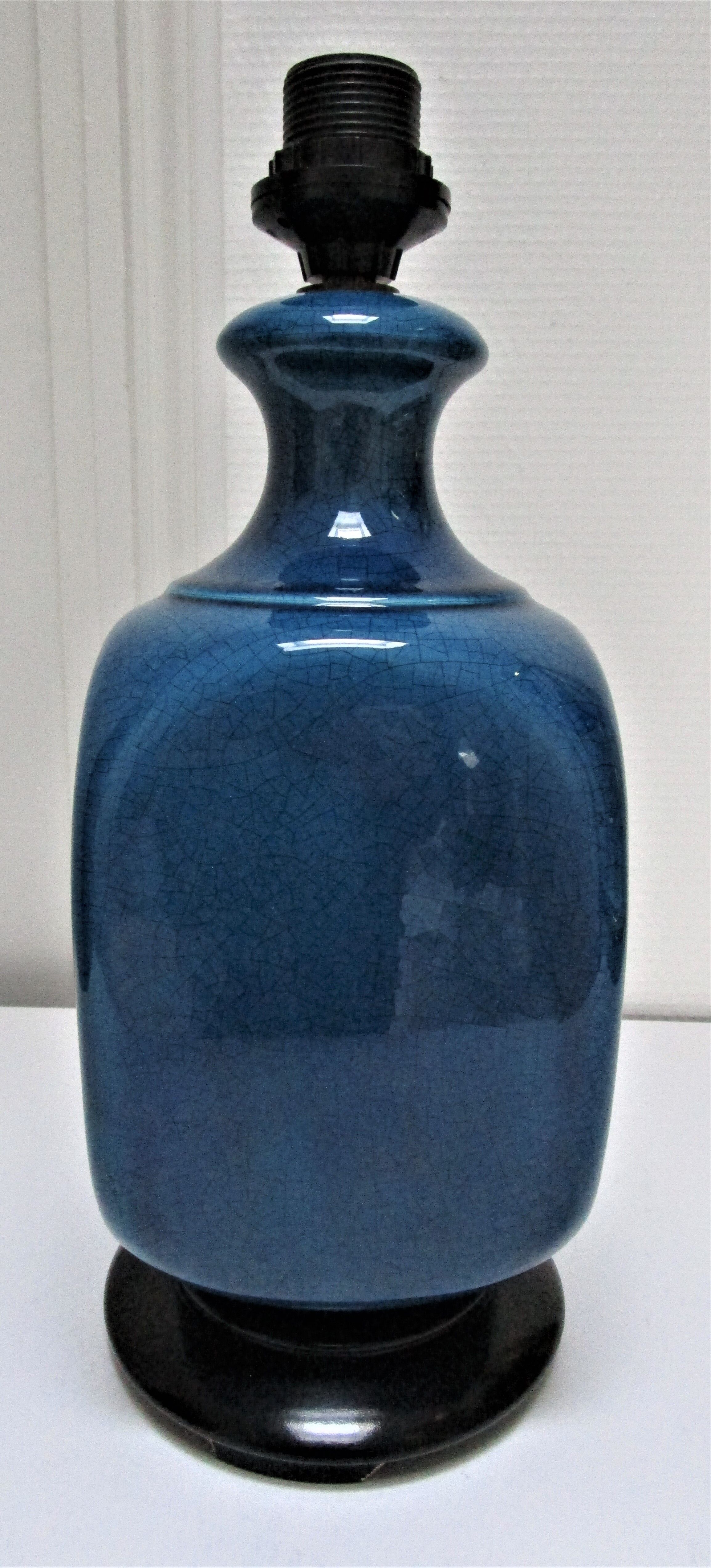 70s cracked blue ceramic lamp