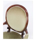 Neo-Rococo Armchair in Mahogany with Brand Green Velour Upholstery