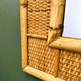 Vintage mid-century bamboo and rattan mirror by Dal Vera, Italy 1970s.