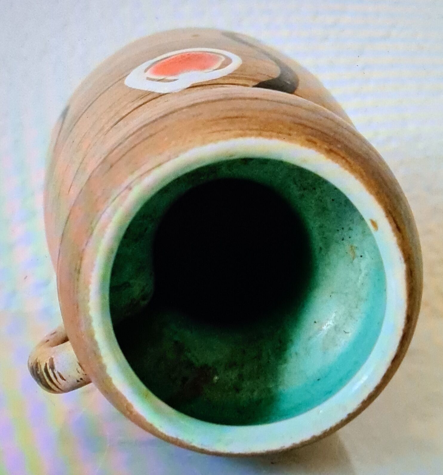 Blumenkrug ceramic flower vase with colorful points 50er years ceramics