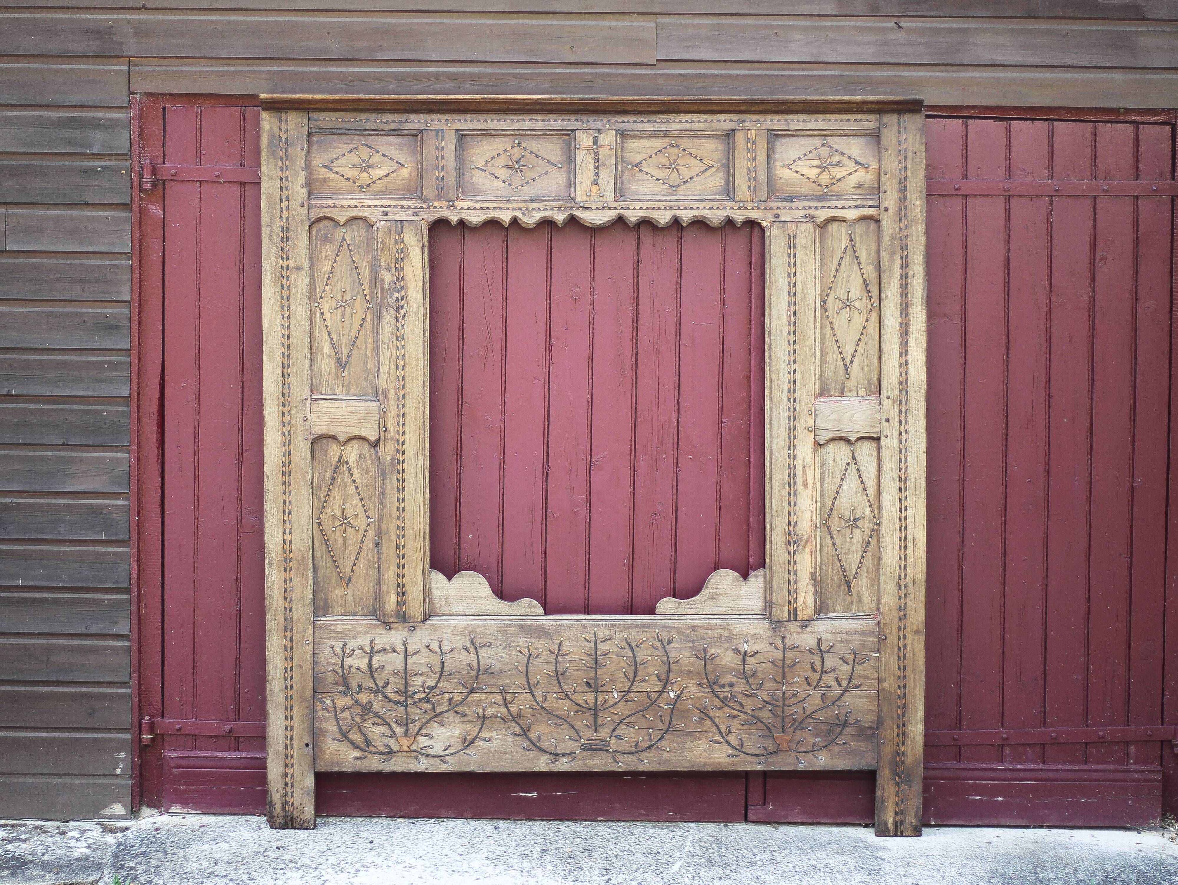 Old Breton bed door, Breton wood facade, headboard, wall decoration