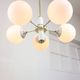 Vintage Italian Brass and Opaline Sputnik Chandelier, 1970s