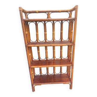 Vintage rattan shelf 4 levels – rattan bookcase
