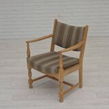 1970s, pair of Scandinavian armchairs, furniture wool, solid oak wood.