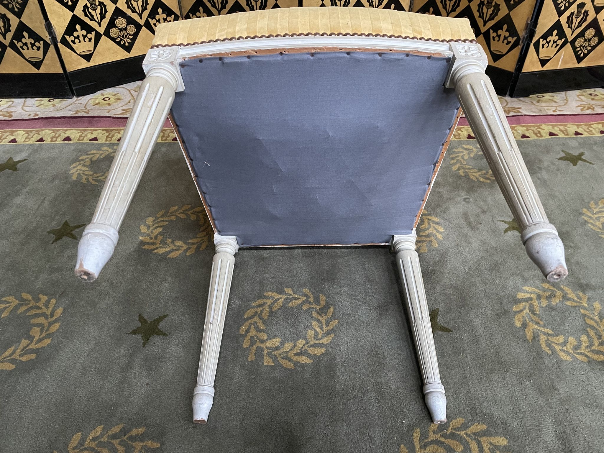Suite of 6 louis XVI style chairs yellow velvet