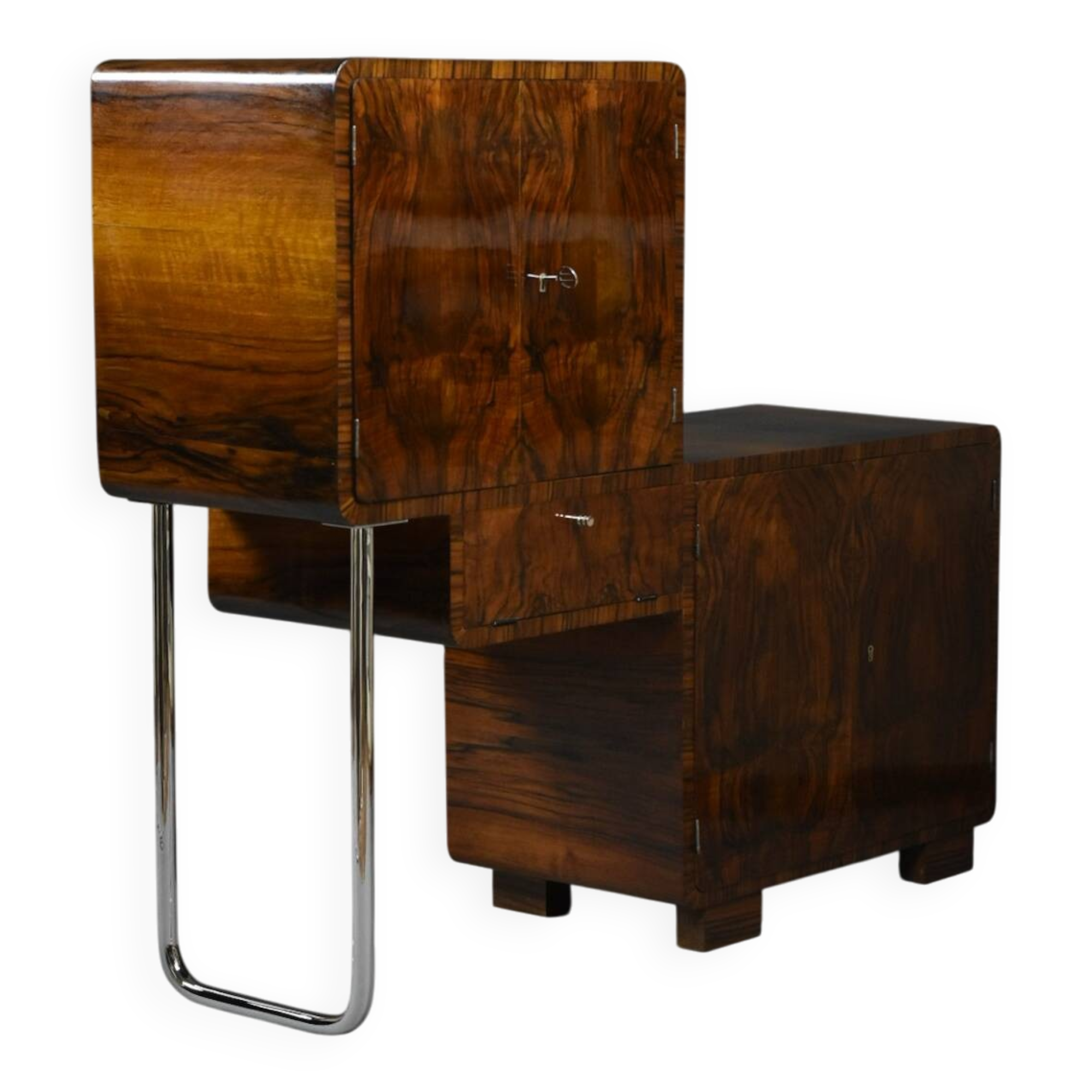 Art Deco Bar Cabinet – asymmetrical form – Poland, 1930s