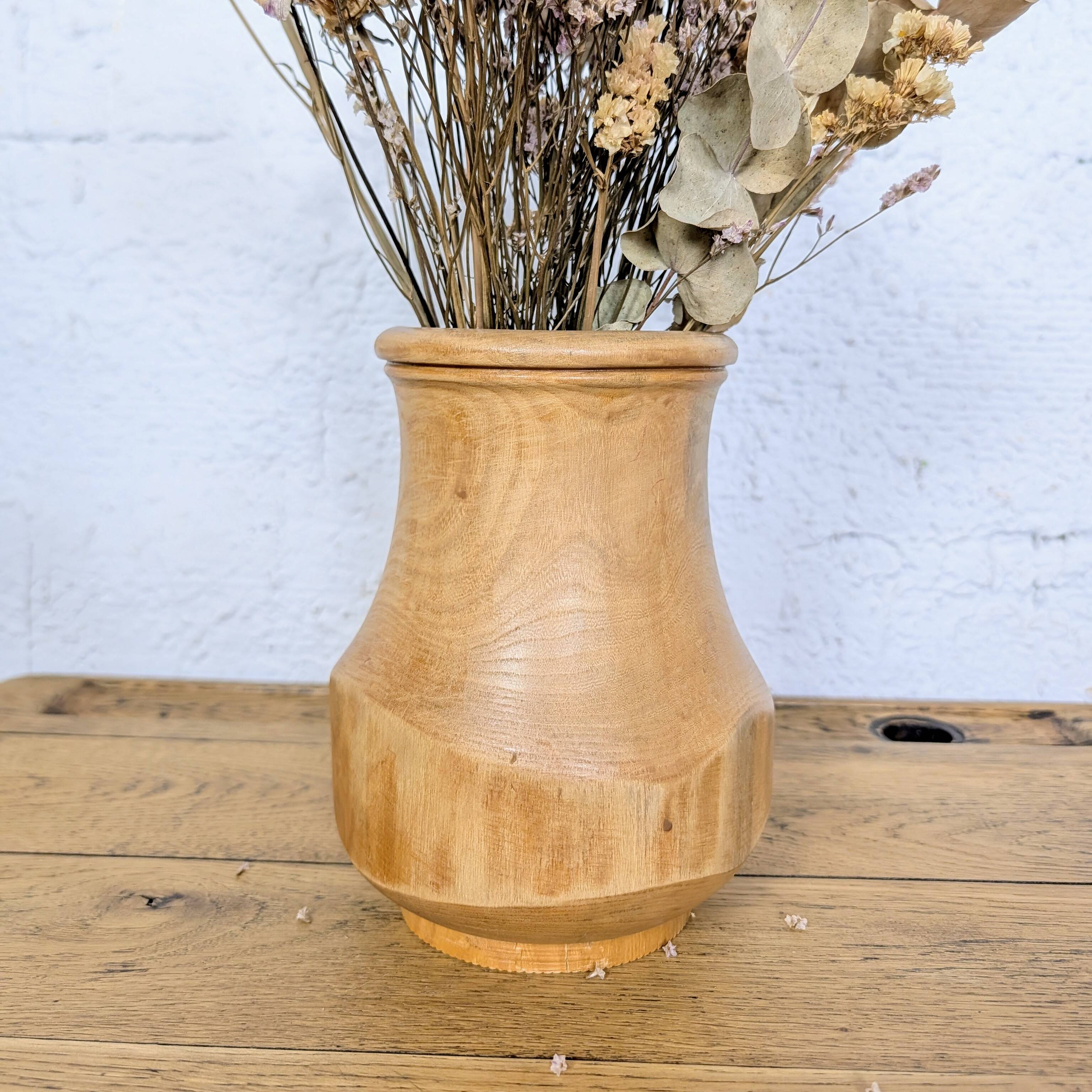Turned wooden vase