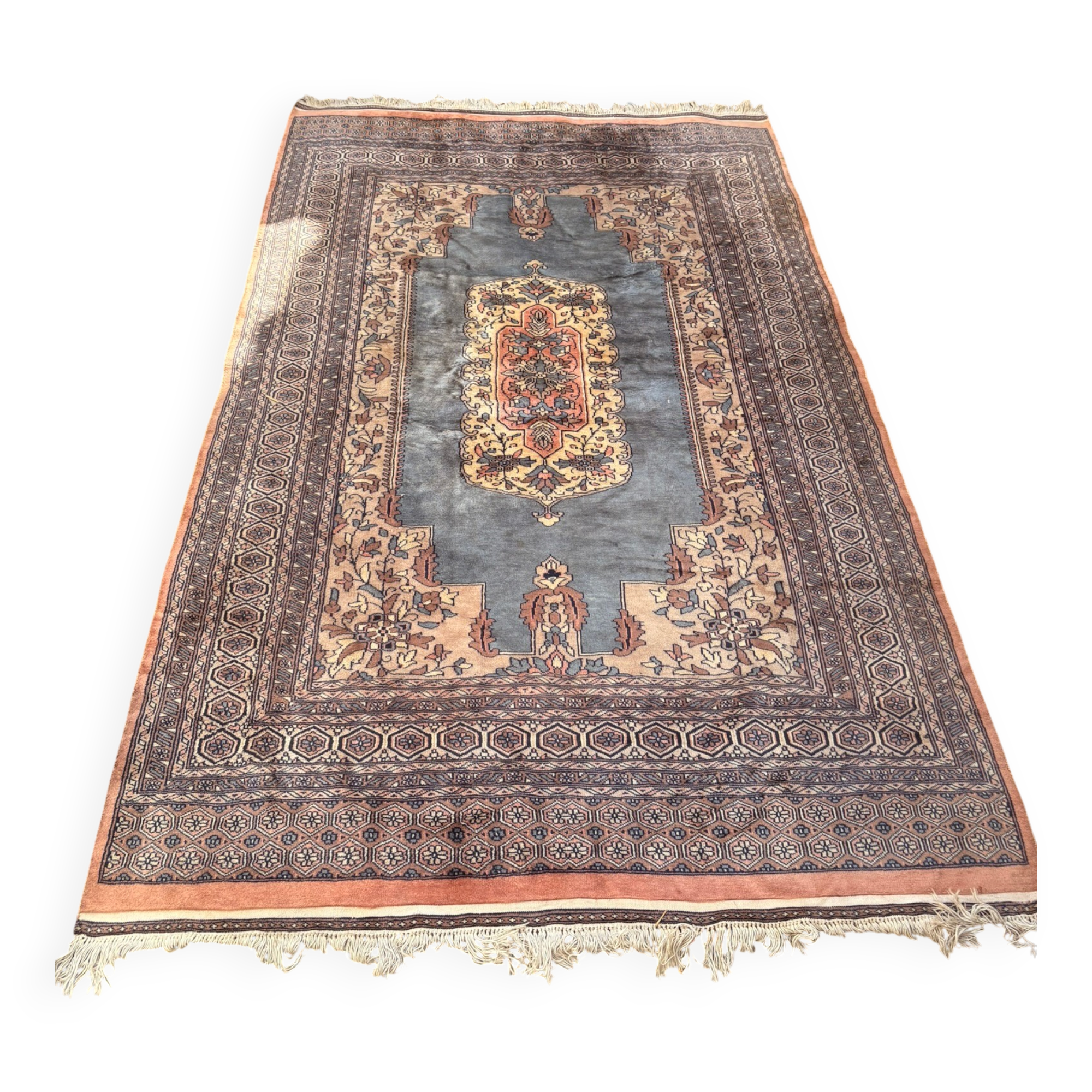 Vintage Persian Moud Carpet Handwoven Wool 240x160 Iran Oriental Old Salon