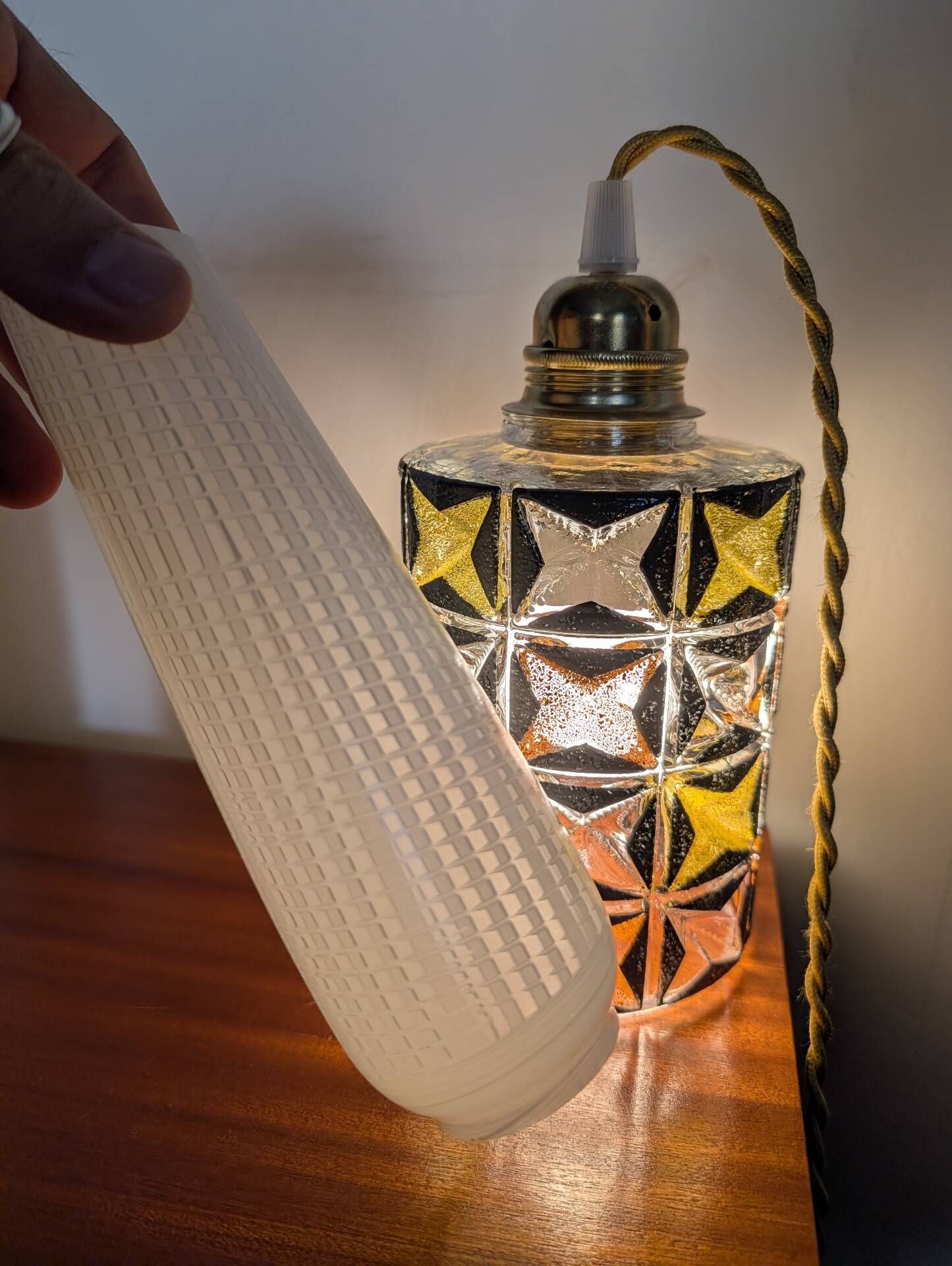 vintage opaline glass lamp shades from the 1970s