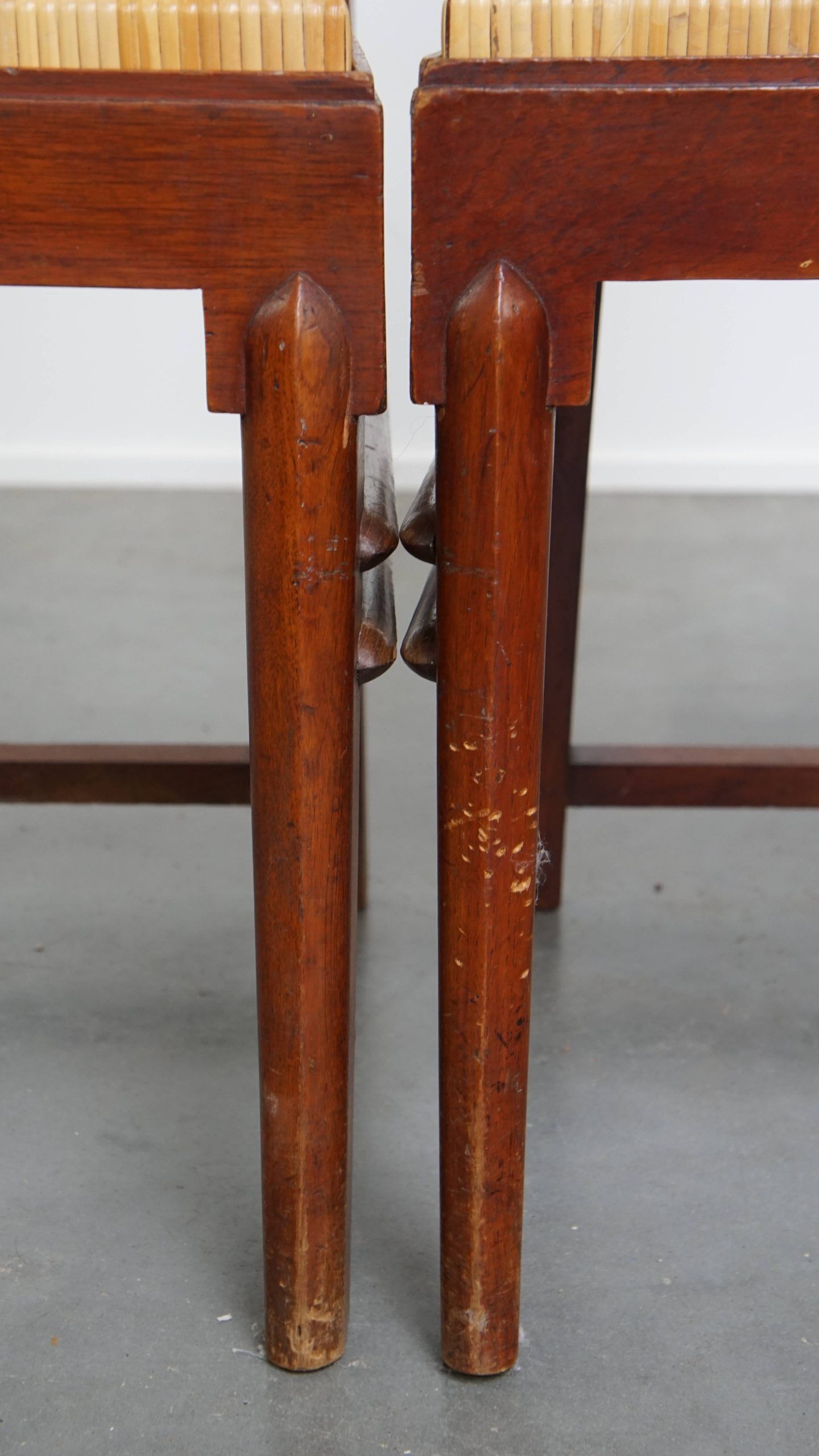 Set of two Art Deco design dining chairs with a wooden frame