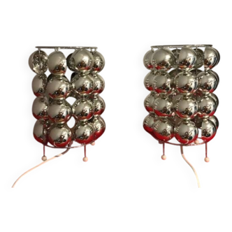 Lot de 2 lampes kare design  - bubble space age - chrome