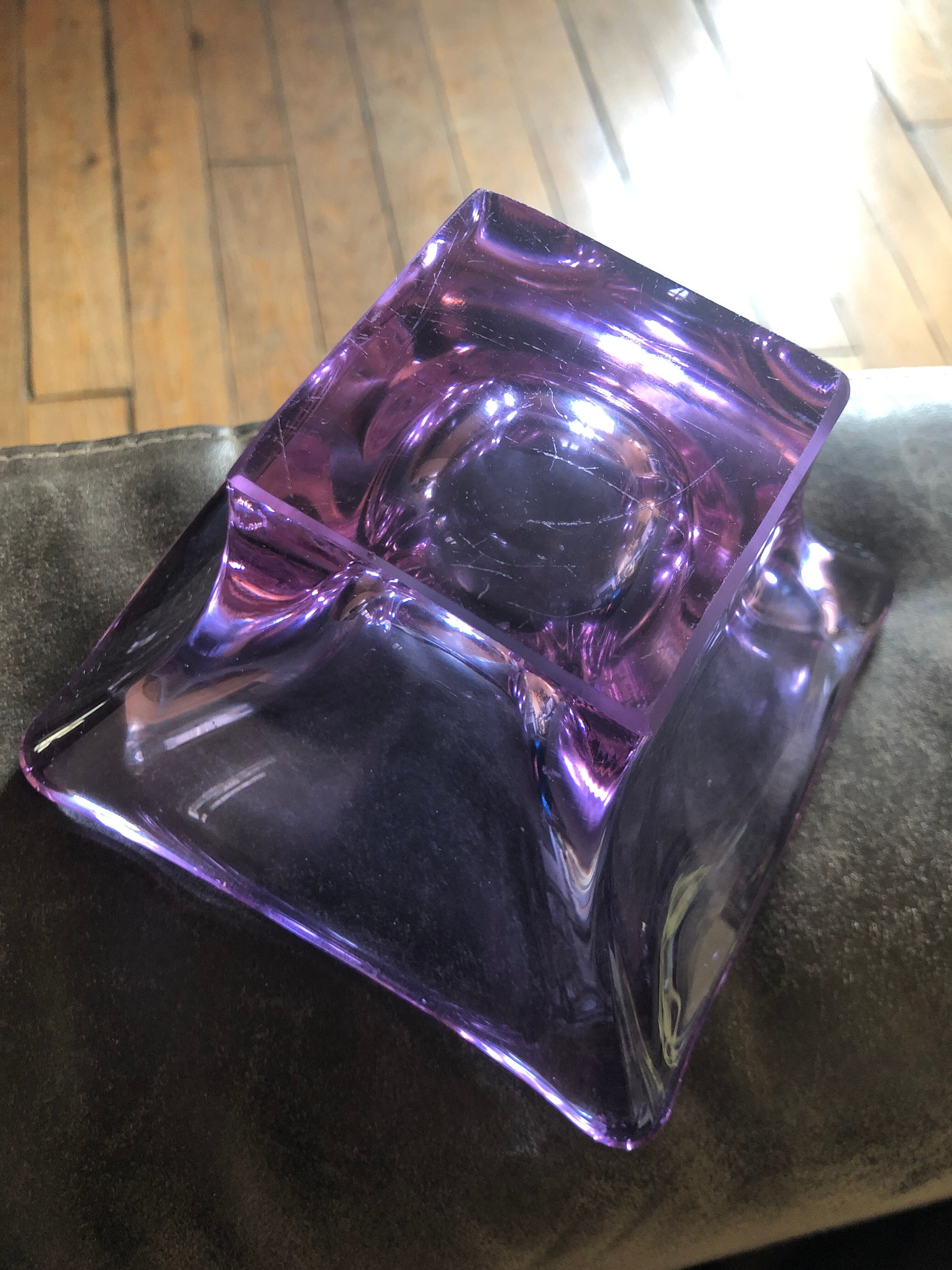 Empty purple crystal pocket