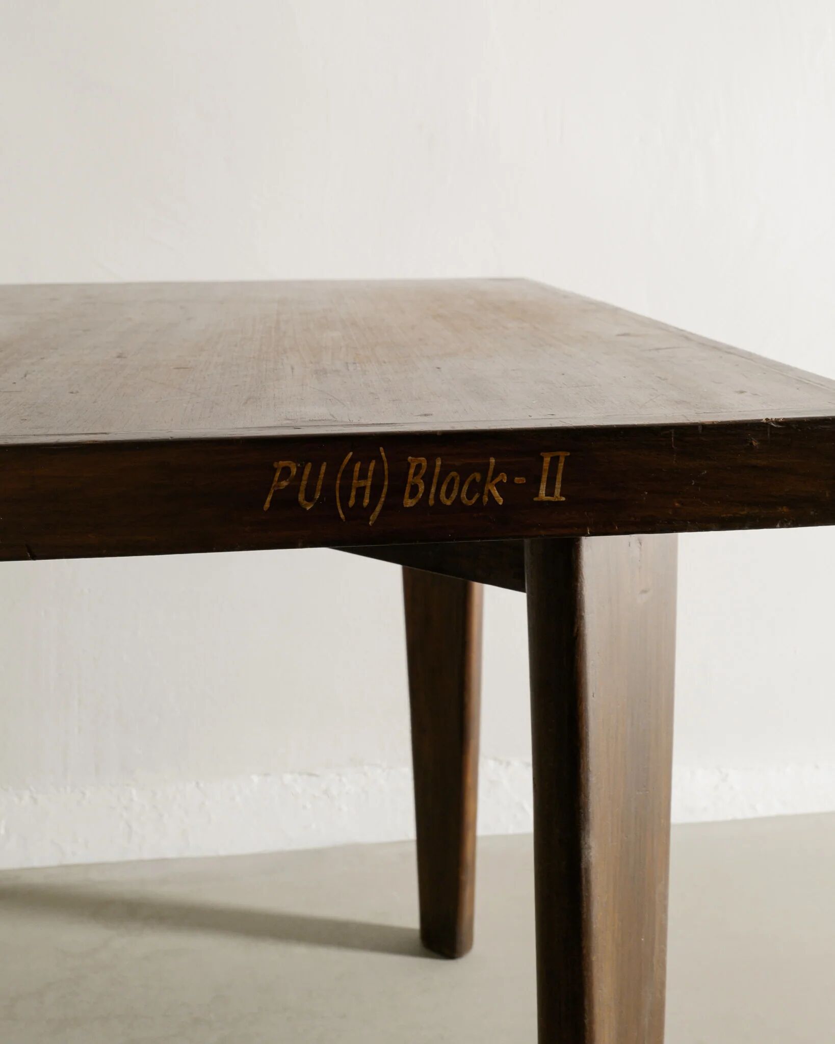 French Mid Century Squared Dining Café Table by Pierre Jeanenret, 1950s