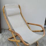 Vintage bamboo deck chair armchair 1950s Italy