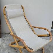 Vintage bamboo deck chair armchair 1950s Italy