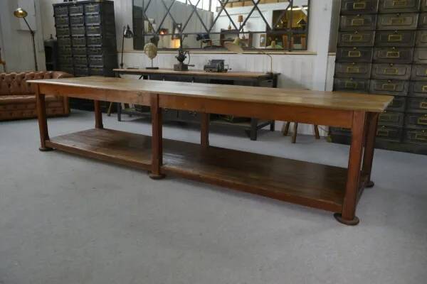 Large solid oak draper's table, 1950s