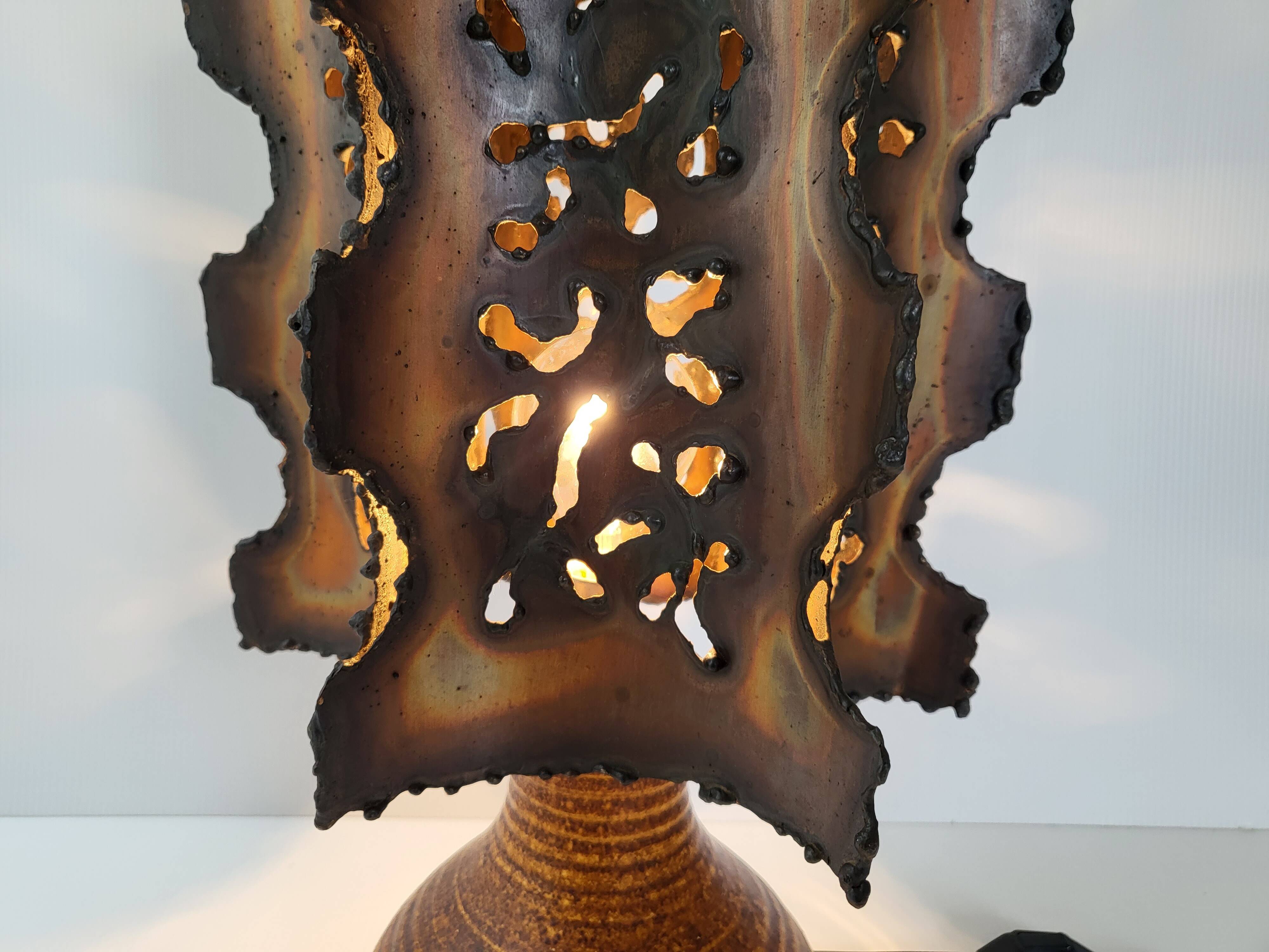 Vintage Accolay lamp in ceramic & metal 1960s