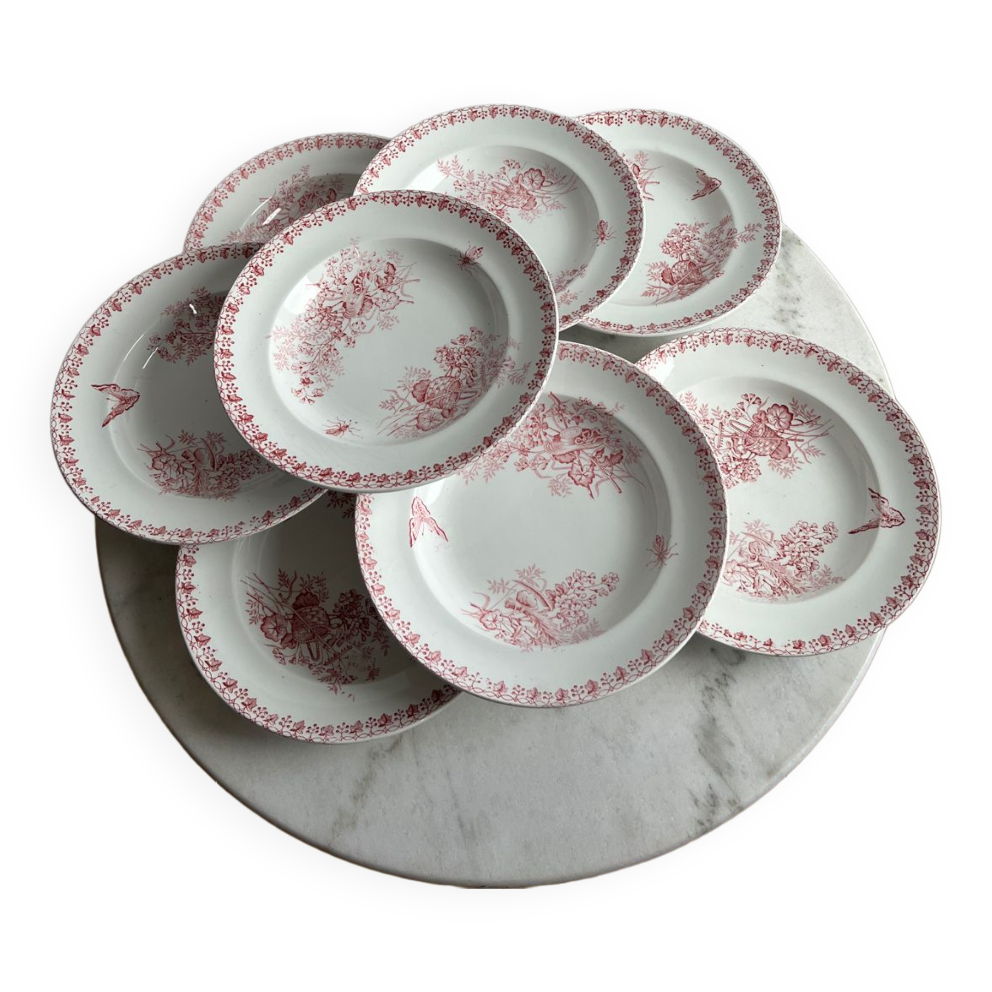 Set of 8 hollow plates - Onnaing Moisson Terre de fer