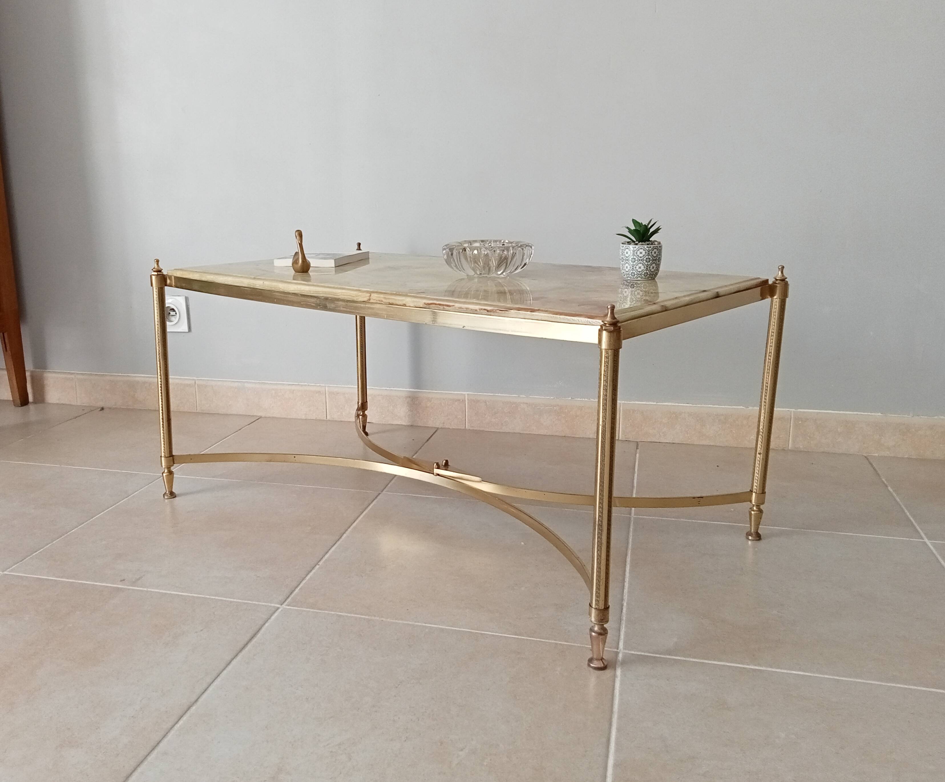 Neoclassical marble and brass coffee table 50s/60s