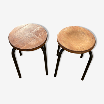 Pair of industrial school stools