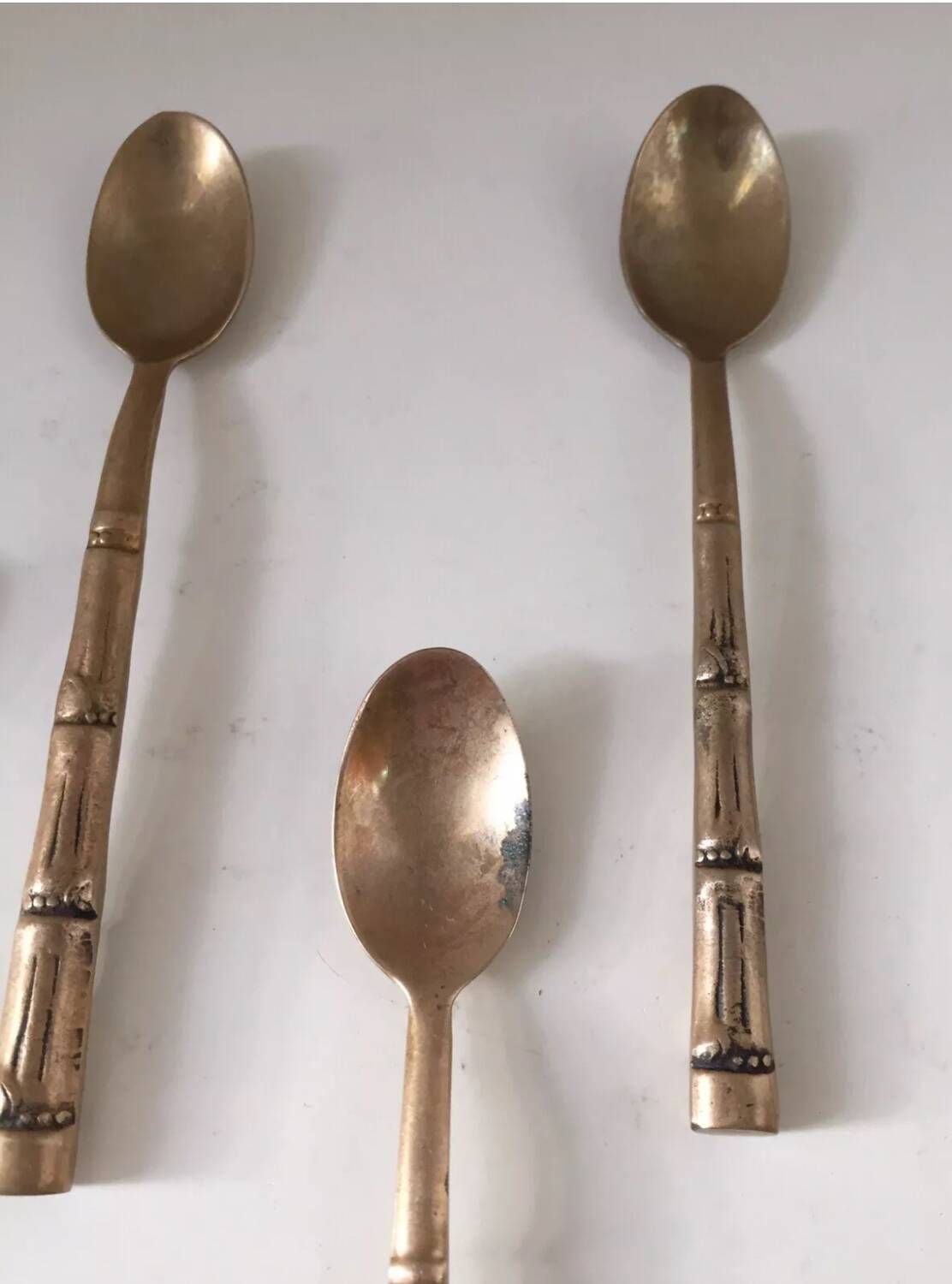 Set of 6 bamboo teaspoons, 1970