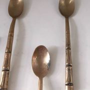 Set of 6 bamboo teaspoons, 1970