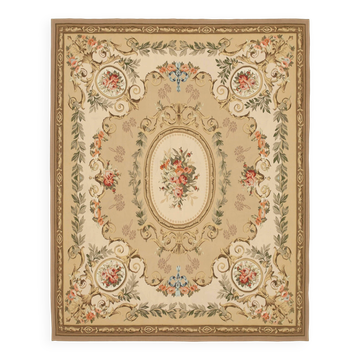 Tapis Aubusson vintage européen fait main 269 cm x 338 cm