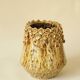 Amber Honey Ceramic Cache-Pot with Sculpted Floral Decor - Bohemian Style