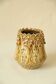 Amber Honey Ceramic Cache-Pot with Sculpted Floral Decor - Bohemian Style