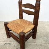 Dudouyt style straw-seated fireplace chair