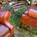 Vintage shepherdess armchairs in leather