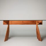 Dining table in walnut, Italy 80s