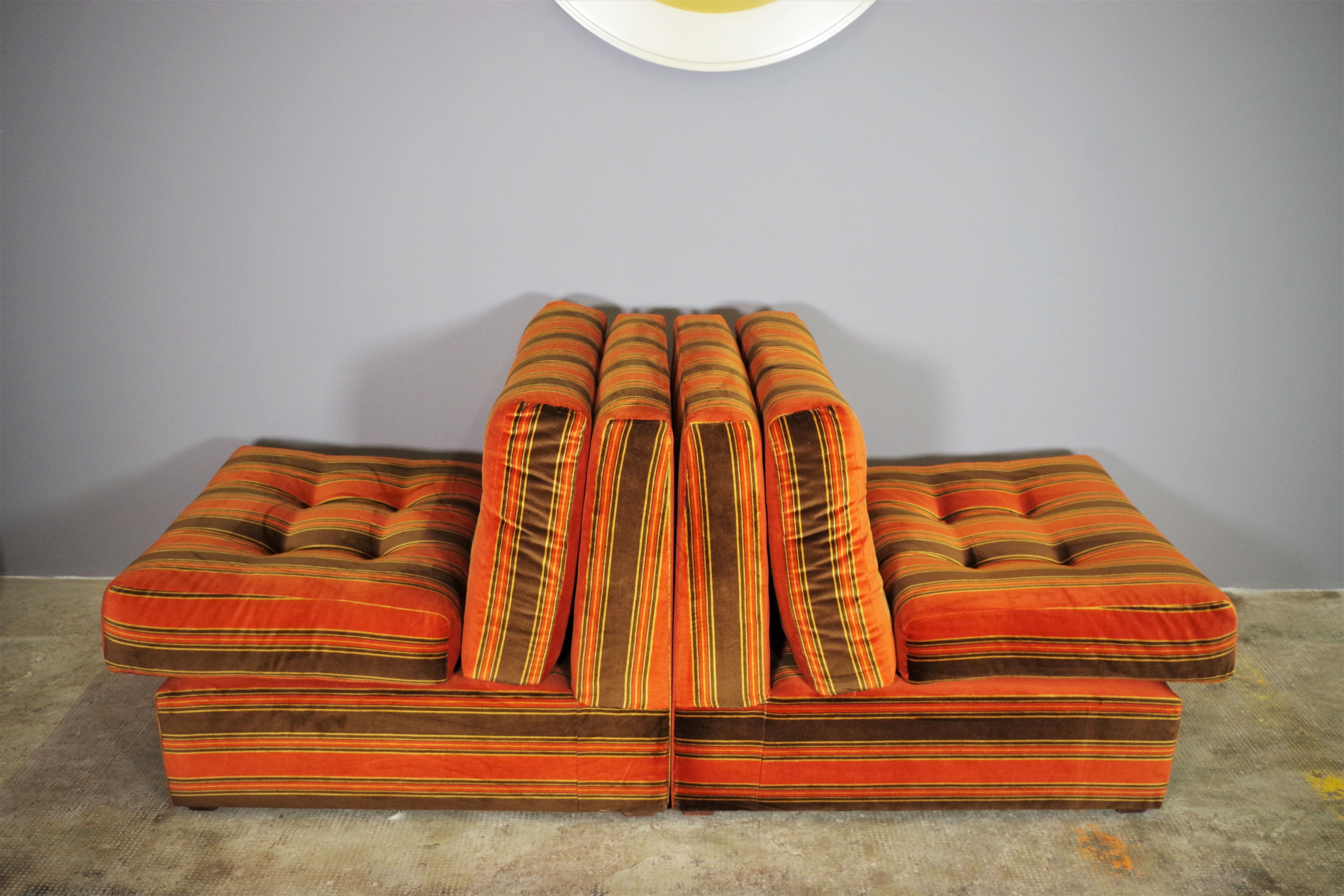 Striped armchairs, 1970s, set of 3