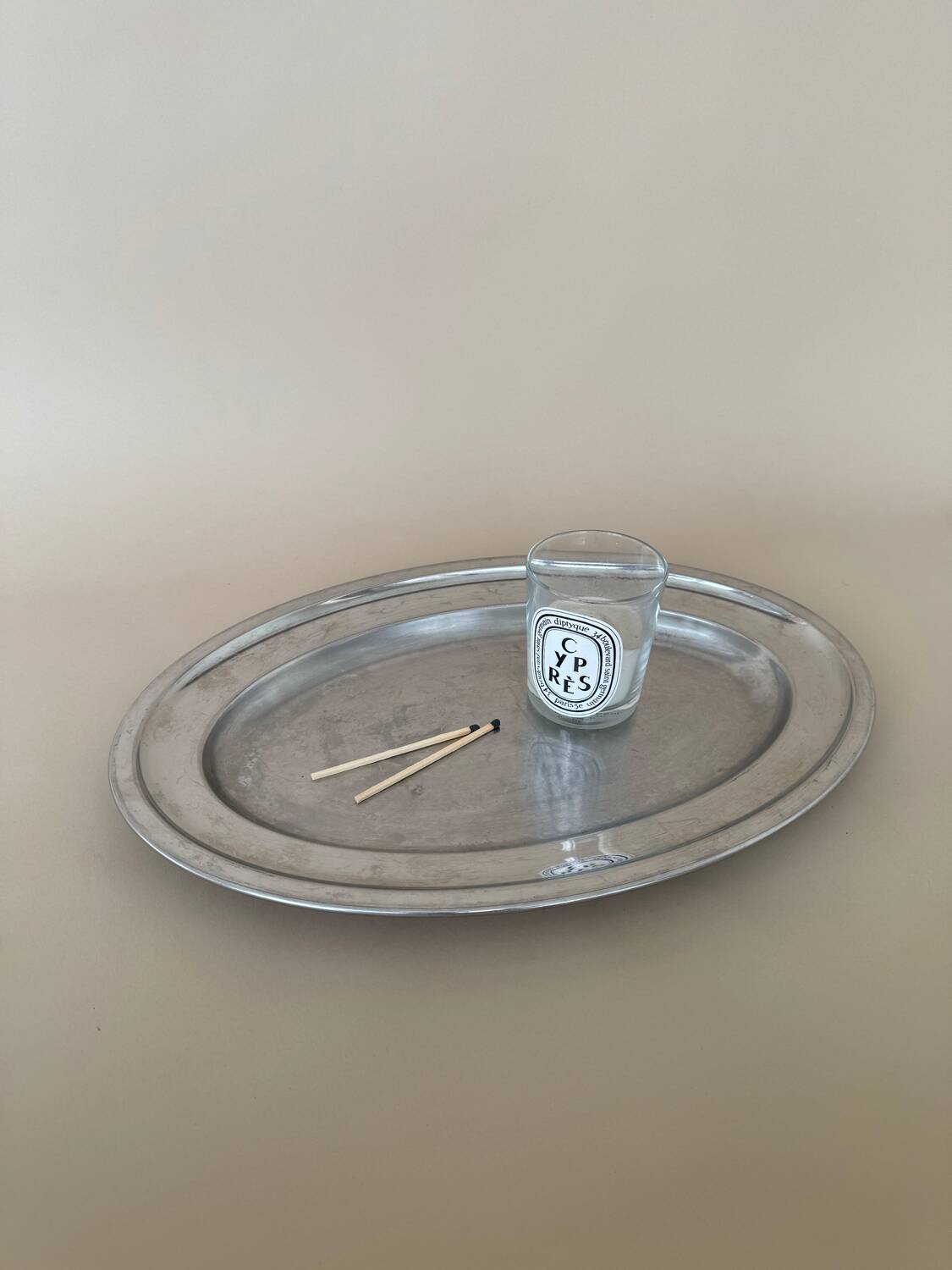 Vintage stainless steel serving tray: