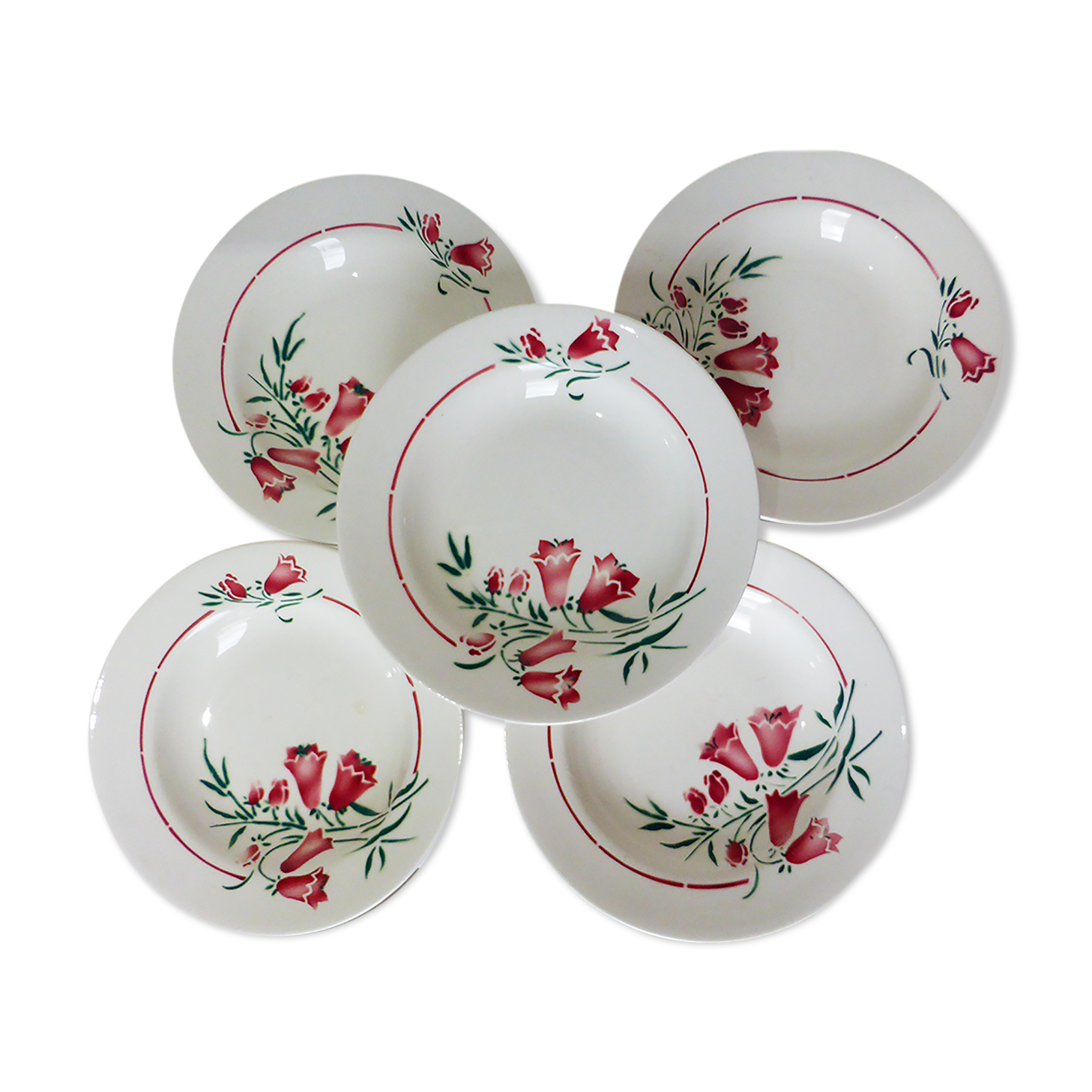 5 hollow plates of St Amand model Peg