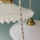 Vintage triple suspension lampshade in white opaline.