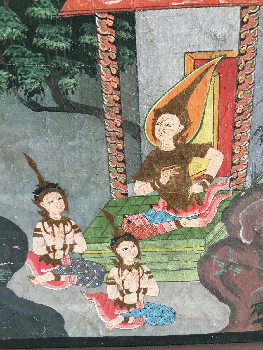 Large Painting on Canvas, Thailand, Rattanakosin School (1851-1910)