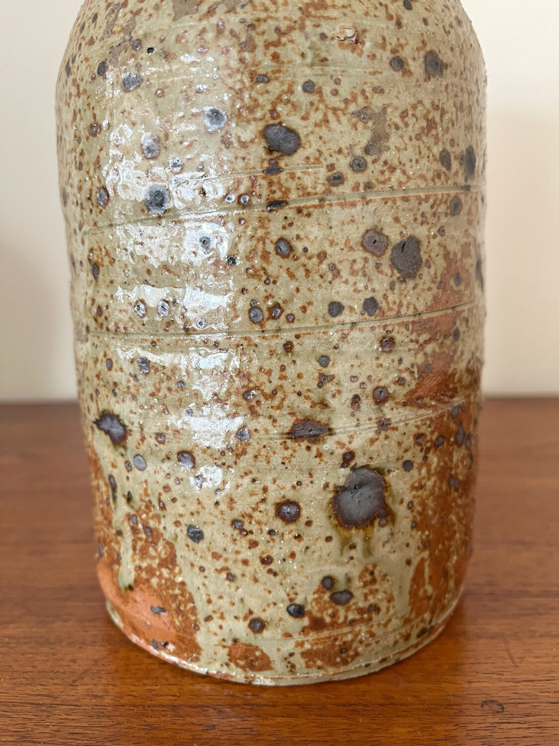 Vintage straight vase in pyrite stoneware