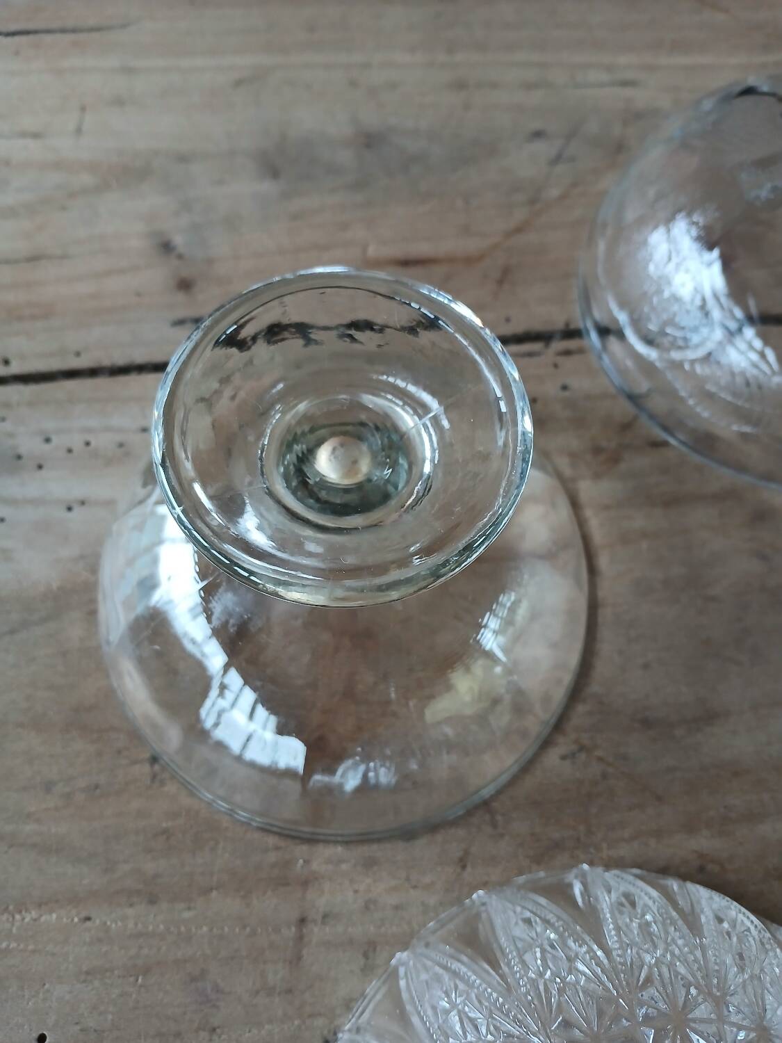 5 antique clear glass cups