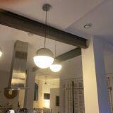 Set of 3 opaline suspensions circled with metal