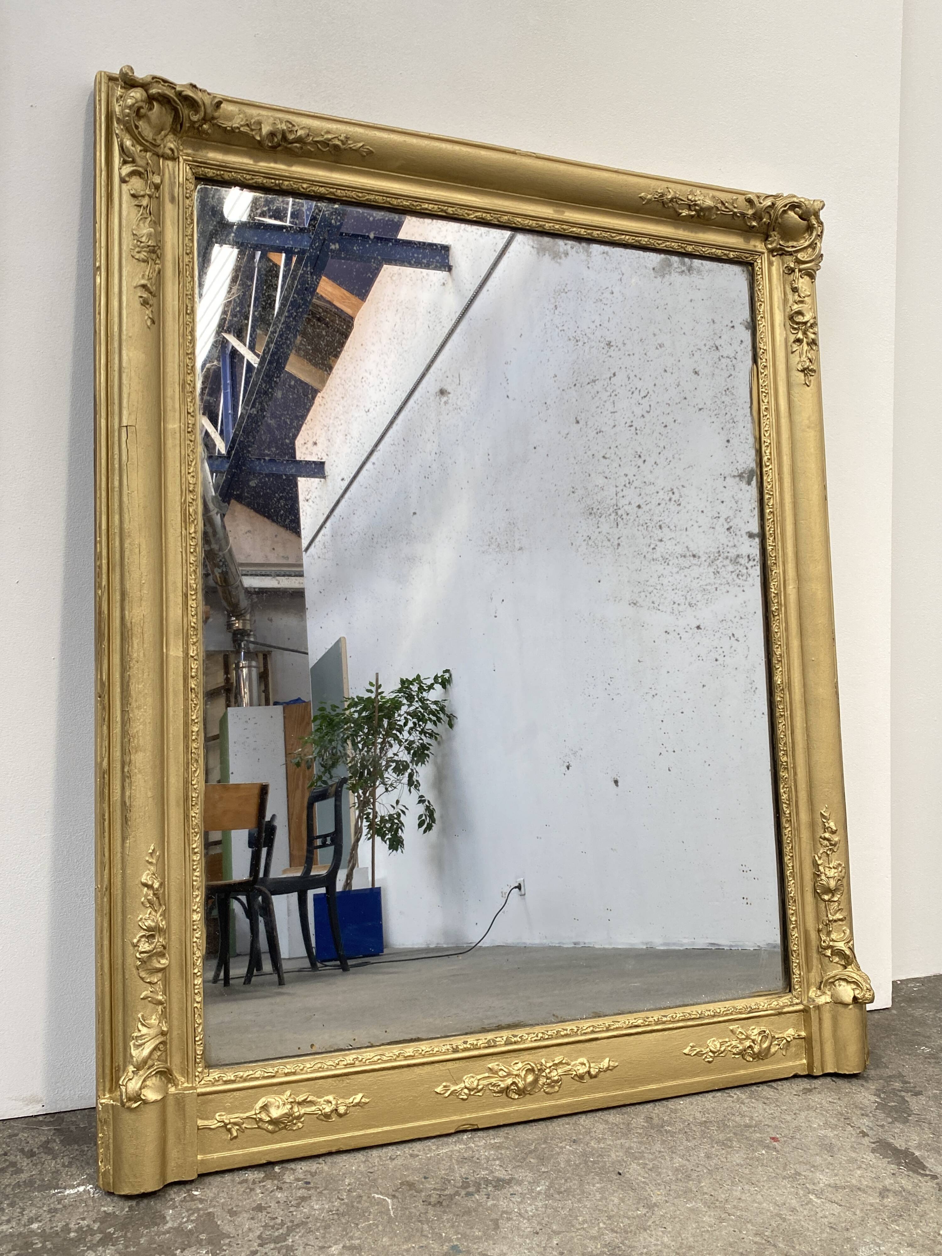 Wooden Stucco and Gilded Mirror, Height 115cm, 19th Century, France