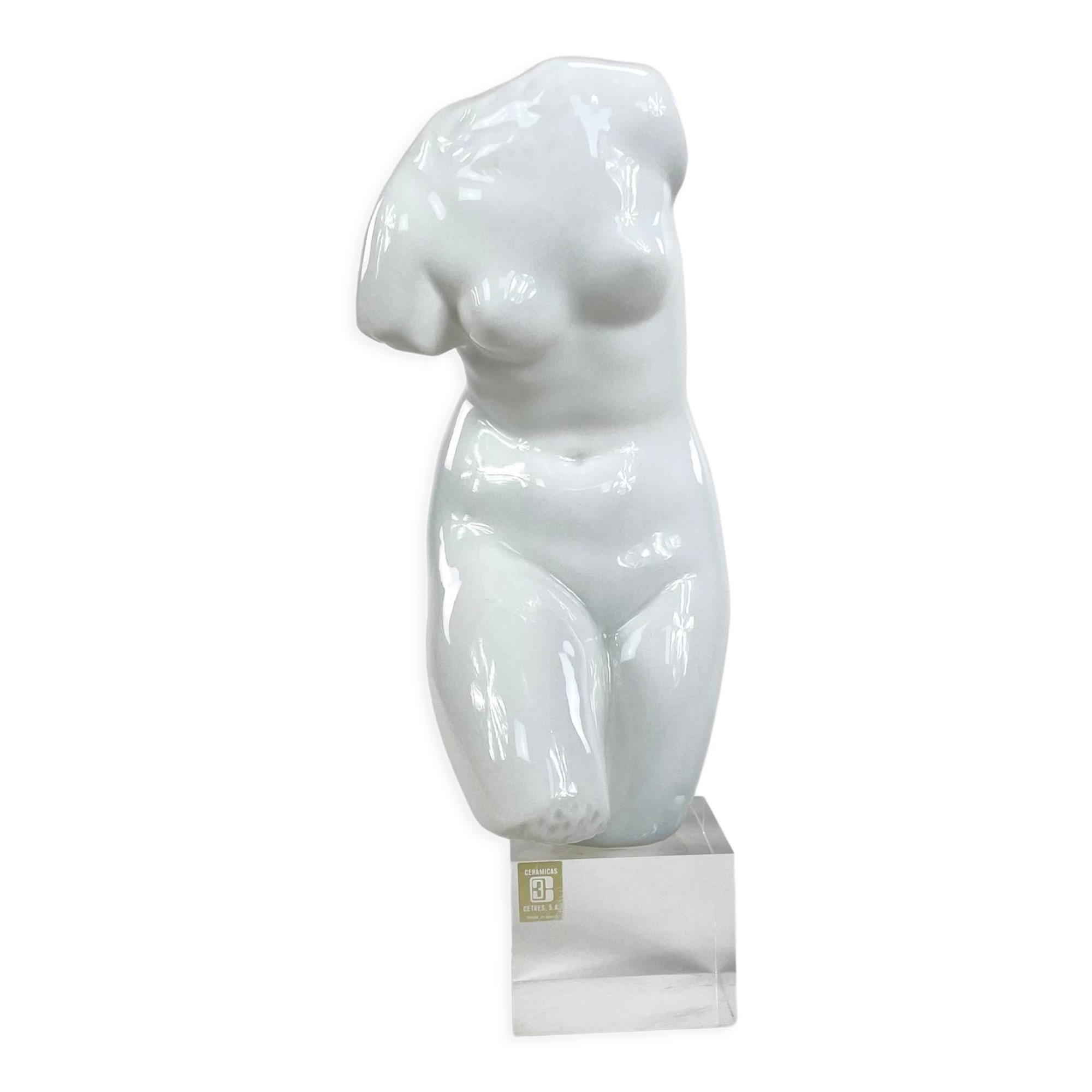 Bust of Venus in ceramic on plexiglass base, circa 1970