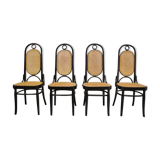 Chairs in curved beech and vienna straw, 1980s, set of 4