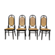 Chairs in curved beech and vienna straw, 1980s, set of 4