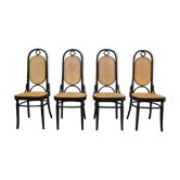 Chairs in curved beech and vienna straw, 1980s, set of 4