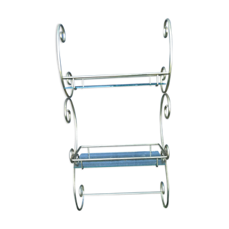 Wall hanging shelf chrome gold glass trays