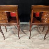Pair of Louis XV style walnut bedside tables, right and left